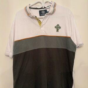 Official Celtic Cross Embroidered Polo Shirt 3XL White Grey Black Irish Heritage